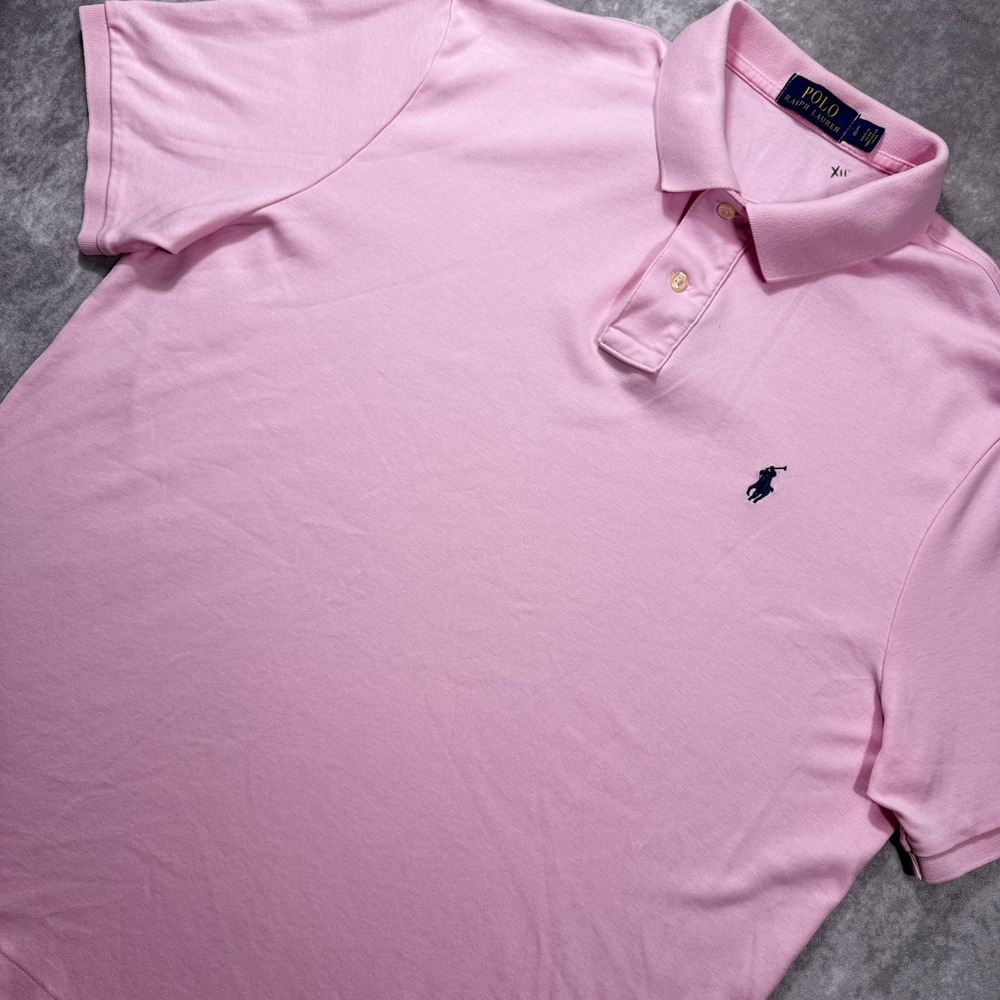 Polo Ralph Lauren Mens Large Pink Short Sleeve Cotton Jersey Polo Pony Logo